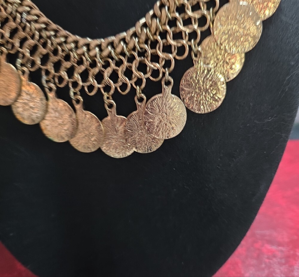 Gold-Tone Coin Fringe Statement Necklace - Women Jewelry - Picture 2 of 5